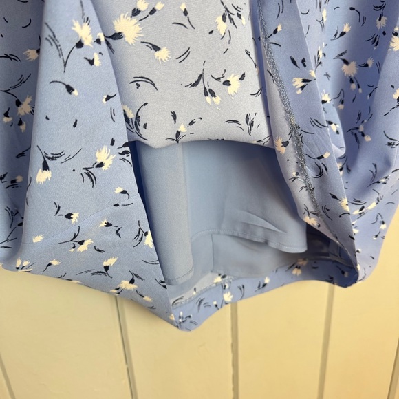 CeCe Womens Blue White Floral pleated Ruffle sleeve Summer‎ Mini Dress size S - Picture 7 of 13